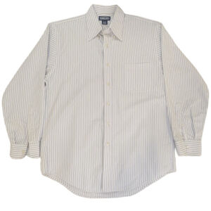 Lands' End Striped Button Down Shirt Blue White Old Money Coastal Classic 16-33